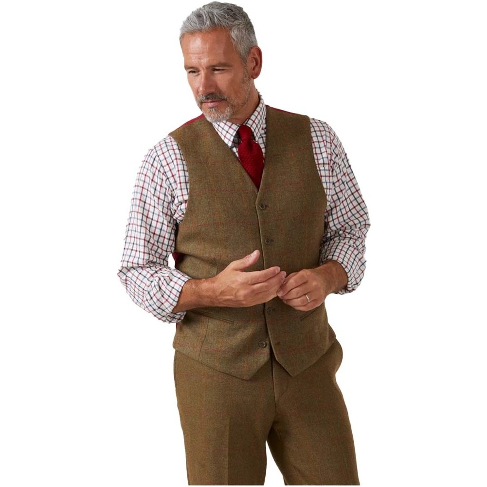 Alan Paine Mens Combrook Tweed Shooting Field Waistcoat COMGLBW - Hawthorn